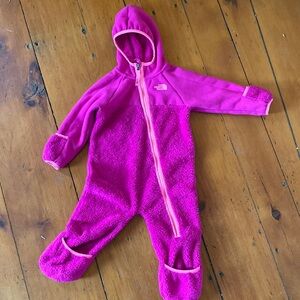 North Face Pink Fuzzy Onesie Jacket, 12-18mos.